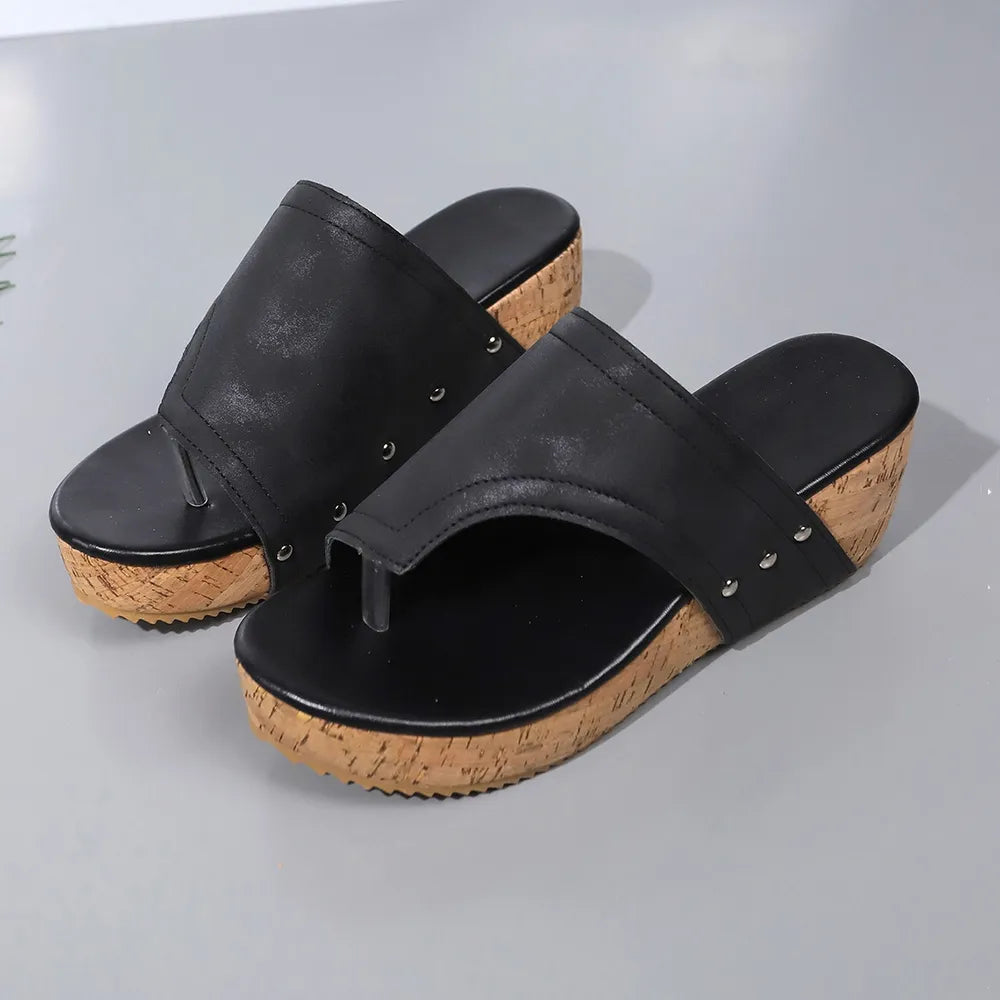 PU Leather Wedge Sandals - V.I.P Digital Presence