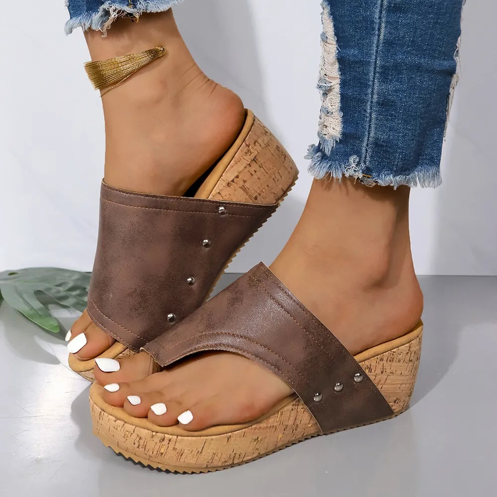 PU Leather Wedge Sandals - V.I.P Digital Presence