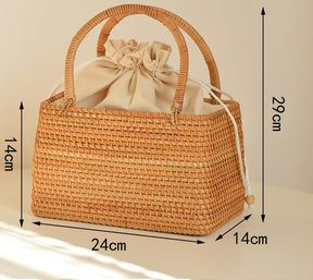 Pure handmade basket Nordic style storage picnic travel basket woven rattan women handbag - V.I.P Digital Presence