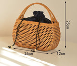 Pure handmade basket Nordic style storage picnic travel basket woven rattan women handbag - V.I.P Digital Presence