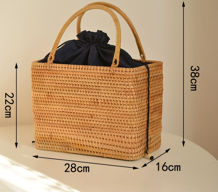 Pure handmade basket Nordic style storage picnic travel basket woven rattan women handbag - V.I.P Digital Presence