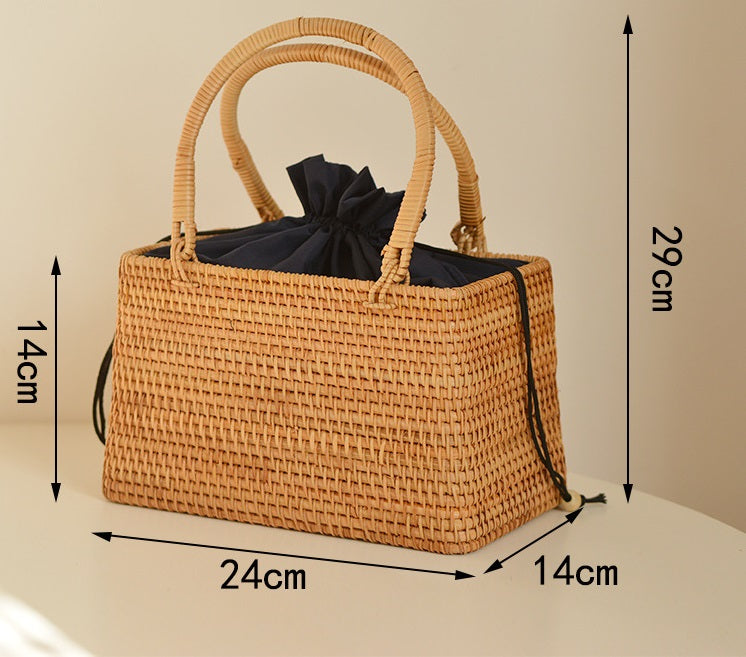 Pure handmade basket Nordic style storage picnic travel basket woven rattan women handbag - V.I.P Digital Presence