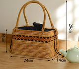 Pure handmade basket Nordic style storage picnic travel basket woven rattan women handbag - V.I.P Digital Presence