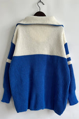 Quarter Zip Striped Dropped Shoulder Sweater - V.I.P Digital Presence