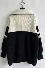 Quarter Zip Striped Dropped Shoulder Sweater - V.I.P Digital Presence