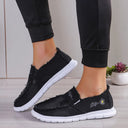 Raw Edge Round Toe Embroidery Flat Slip-Ons - V.I.P Digital Presence