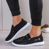 Raw Edge Round Toe Embroidery Flat Slip-Ons - V.I.P Digital Presence