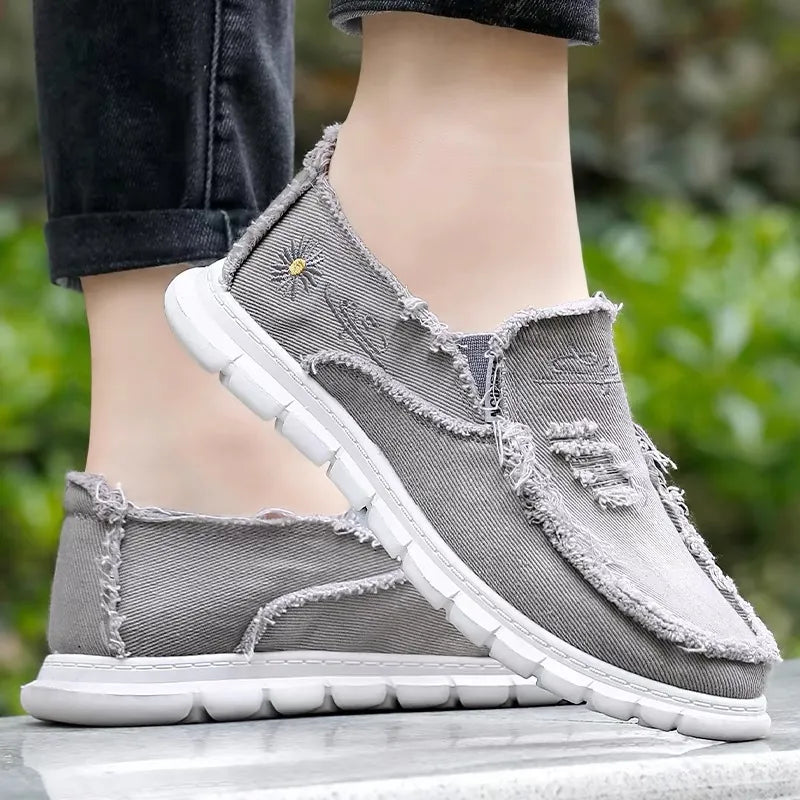 Raw Edge Round Toe Embroidery Flat Slip-Ons - V.I.P Digital Presence