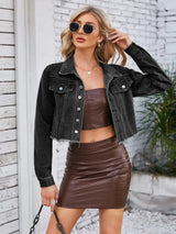 Raw Hem Denim Jacket with Pockets - V.I.P Digital Presence