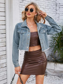 Raw Hem Denim Jacket with Pockets - V.I.P Digital Presence