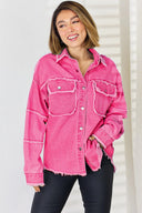 Raw Hem Dropped Shoulder Denim Top - V.I.P Digital Presence