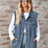 Raw Hem Sleeveless Button Up Denim Jacket - V.I.P Digital Presence