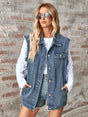 Raw Hem Sleeveless Button Up Denim Jacket - V.I.P Digital Presence