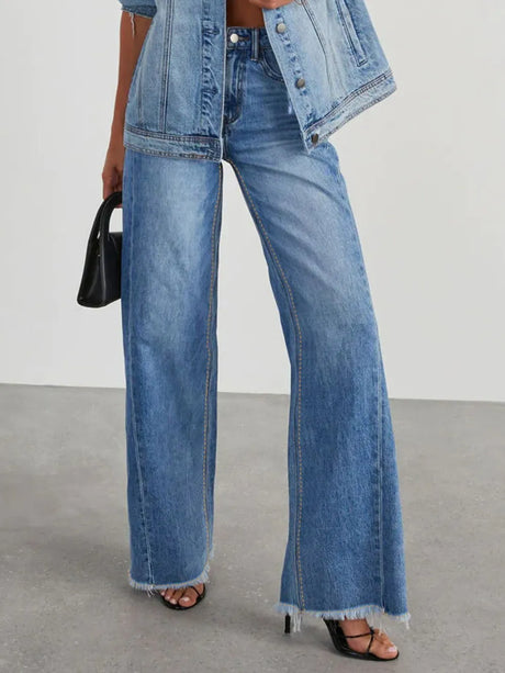 Raw Hem Wide Leg Jeans - V.I.P Digital Presence