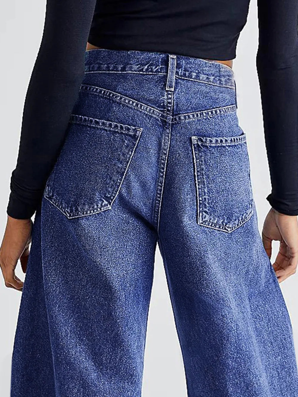 Raw Hem Wide Leg Jeans with Pockets - V.I.P Digital Presence