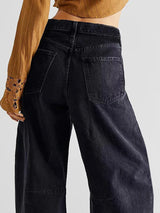 Raw Hem Wide Leg Jeans with Pockets - V.I.P Digital Presence