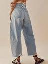 Raw Hem Wide Leg Jeans with Pockets - V.I.P Digital Presence