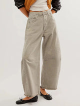 Raw Hem Wide Leg Jeans with Pockets - V.I.P Digital Presence
