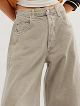 Raw Hem Wide Leg Jeans with Pockets - V.I.P Digital Presence