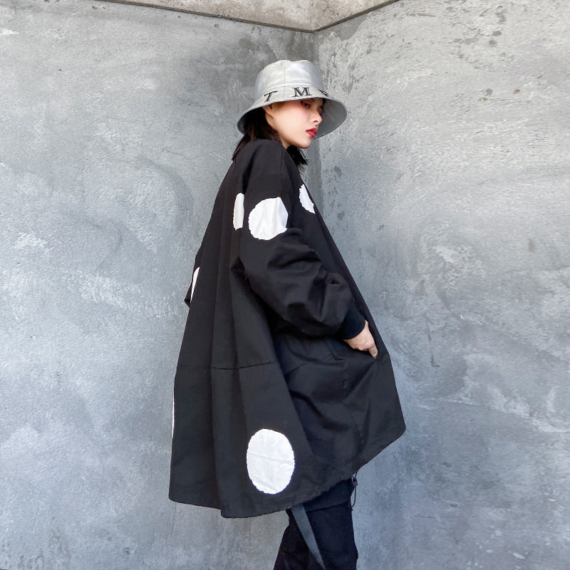 Retro long sleeved stand up collar trench coat for women loose and fashionable stylish zipper cardigan - V.I.P Digital Presence