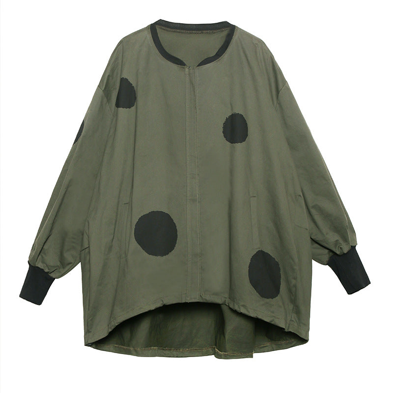 Retro long sleeved stand up collar trench coat for women loose and fashionable stylish zipper cardigan - V.I.P Digital Presence