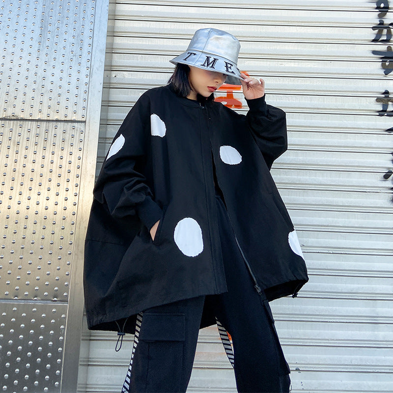 Retro long sleeved stand up collar trench coat for women loose and fashionable stylish zipper cardigan - V.I.P Digital Presence