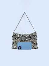 Retro metal sequin silver bag women's bag hand woven high-end feel handbag shoulder and armpit bag - V.I.P Digital Presence
