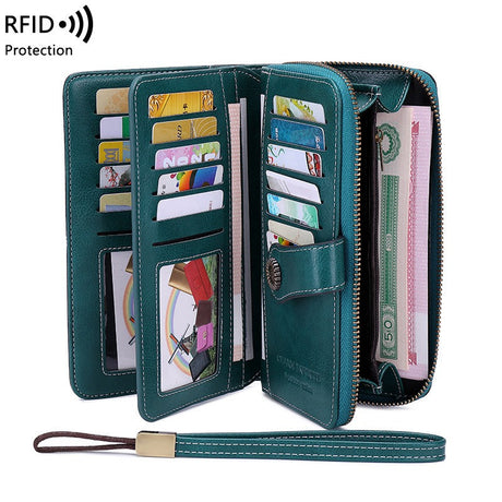 RFID Antimagnetic Wallet Long Zipper Women's Wallet Leather Wallet New Large Capacity Handbag - V.I.P Digital Presence