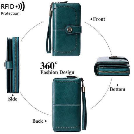 RFID Antimagnetic Wallet Long Zipper Women's Wallet Leather Wallet New Large Capacity Handbag - V.I.P Digital Presence