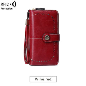 RFID Antimagnetic Wallet Long Zipper Women's Wallet Leather Wallet New Large Capacity Handbag - V.I.P Digital Presence