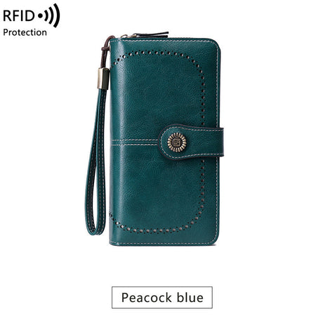 RFID Antimagnetic Wallet Long Zipper Women's Wallet Leather Wallet New Large Capacity Handbag - V.I.P Digital Presence