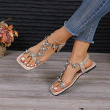 Rhinestone Butterfly Flat Sandals - V.I.P Digital Presence