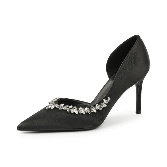Rhinestone Point Toe Stiletto Pumps - V.I.P Digital Presence