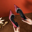 Rhinestone Point Toe Stiletto Pumps - V.I.P Digital Presence