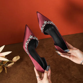 Rhinestone Point Toe Stiletto Pumps - V.I.P Digital Presence