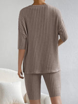 Ribbed V-Neck Top and Shorts Set - V.I.P Digital Presence