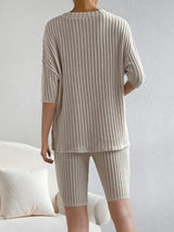 Ribbed V-Neck Top and Shorts Set - V.I.P Digital Presence