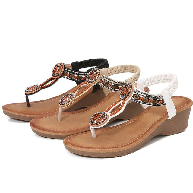 Rivet Decor Toe Post Wedge Sandals - V.I.P Digital Presence