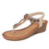 Rivet Decor Toe Post Wedge Sandals - V.I.P Digital Presence