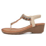 Rivet Decor Toe Post Wedge Sandals - V.I.P Digital Presence