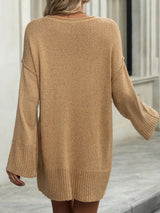 Round Neck Dropped Shoulder Sweater - V.I.P Digital Presence