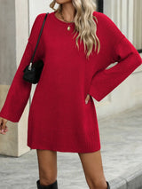 Round Neck Dropped Shoulder Sweater - V.I.P Digital Presence