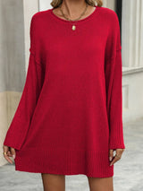 Round Neck Dropped Shoulder Sweater - V.I.P Digital Presence