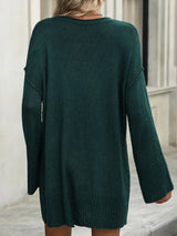 Round Neck Dropped Shoulder Sweater - V.I.P Digital Presence