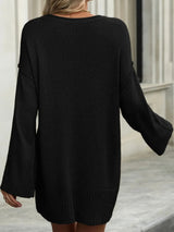 Round Neck Dropped Shoulder Sweater - V.I.P Digital Presence