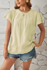 Round Neck Keyhole Cap Sleeve T-Shirt - V.I.P Digital Presence