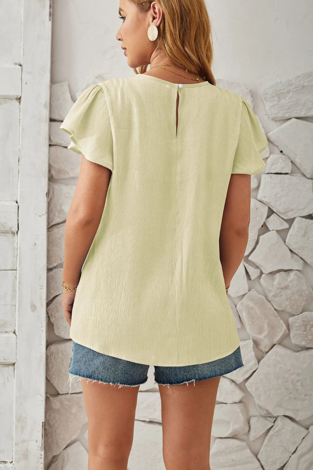 Round Neck Keyhole Cap Sleeve T-Shirt - V.I.P Digital Presence