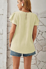 Round Neck Keyhole Cap Sleeve T-Shirt - V.I.P Digital Presence