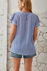 Round Neck Keyhole Cap Sleeve T-Shirt - V.I.P Digital Presence