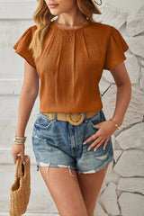 Round Neck Keyhole Cap Sleeve T-Shirt - V.I.P Digital Presence